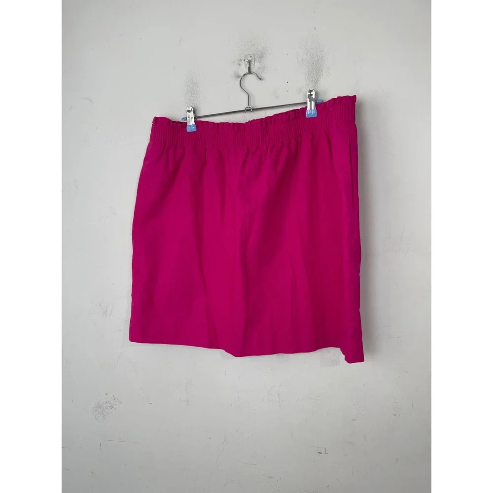 J.Crew Re-Imagined‎ Pink Linen Cotton Blend Elastic Waist Skirt Size 18